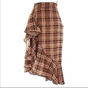 Nasty Gal Ruffle Check Skirt